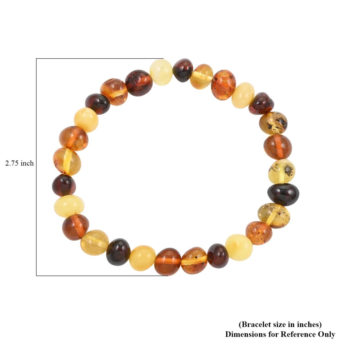 Multi Color Amber Beaded Stretch Bracelet image number 3