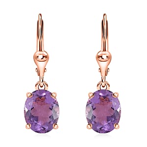 Premium Rose De France Amethyst Lever Back Earrings in Vermeil Rose Gold Over Sterling Silver 4.60 ctw