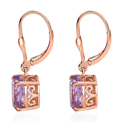 Premium Rose De France Amethyst Lever Back Earrings in Vermeil Rose Gold Over Sterling Silver 4.60 ctw