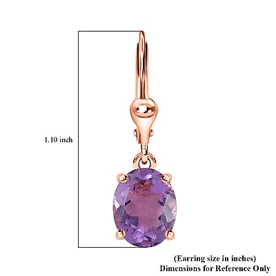 Premium Rose De France Amethyst Lever Back Earrings in Vermeil Rose Gold Over Sterling Silver 4.60 ctw
