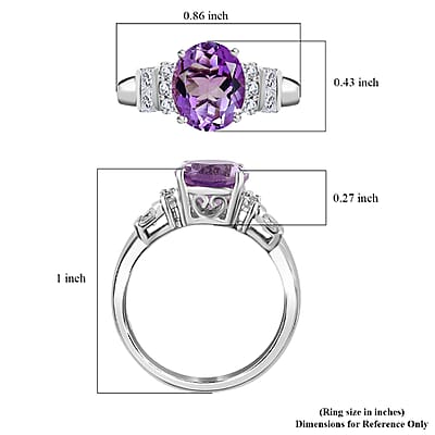 Premium Rose De France Amethyst and White Zircon Ring in Platinum Over Sterling Silver (Size 10.0) 3.10 ctw (Del. in 8-10 Days)