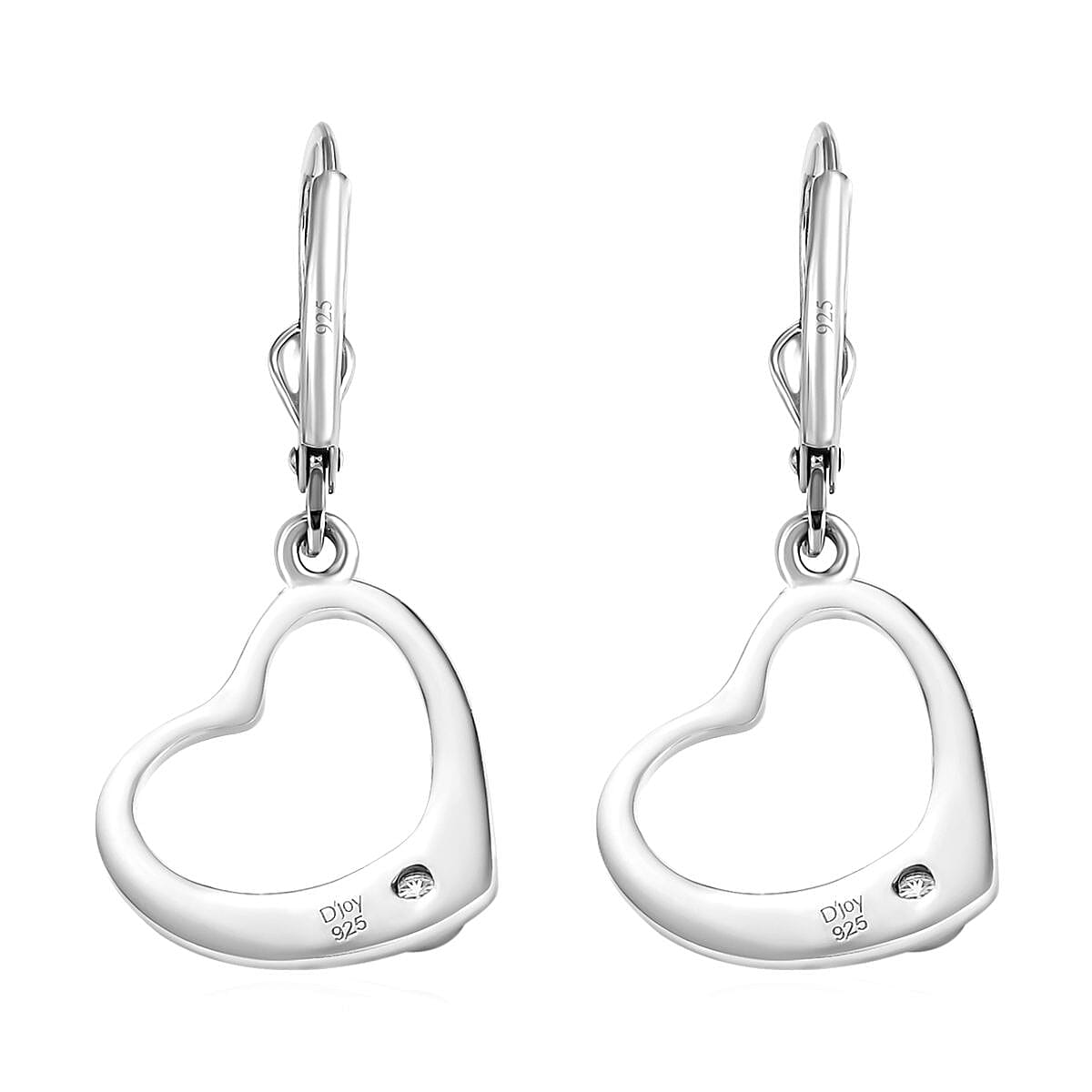 Moissanite Heart Lever Back Earrings in Platinum Over Sterling Silver 0.10 ctw image number 4