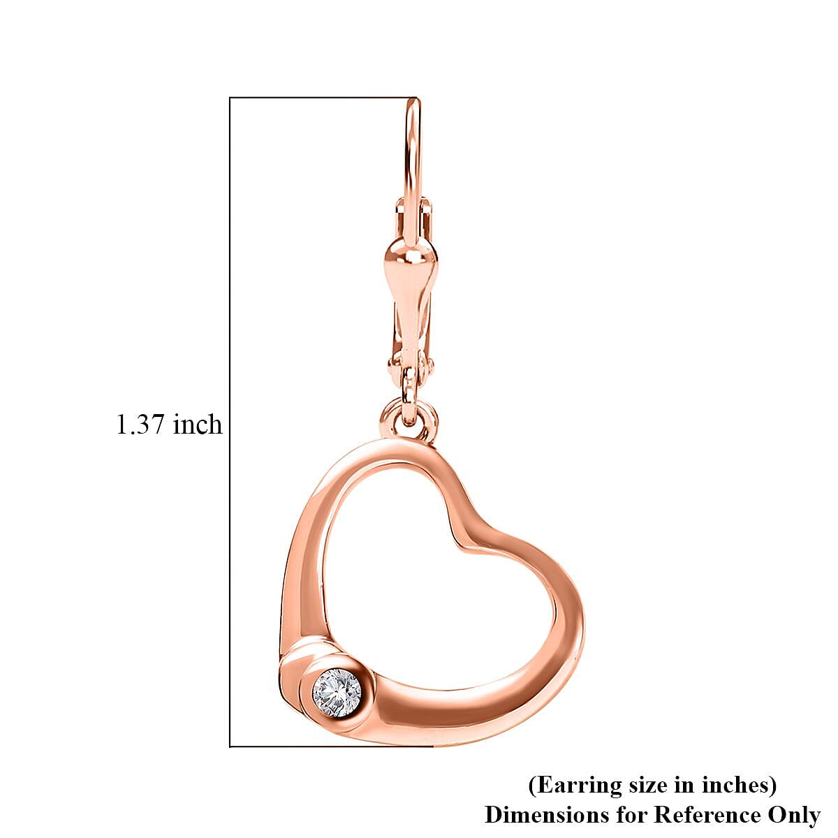 Moissanite Heart Lever Back Earrings in Vermeil Rose Gold Over Sterling Silver 0.10 ctw image number 5