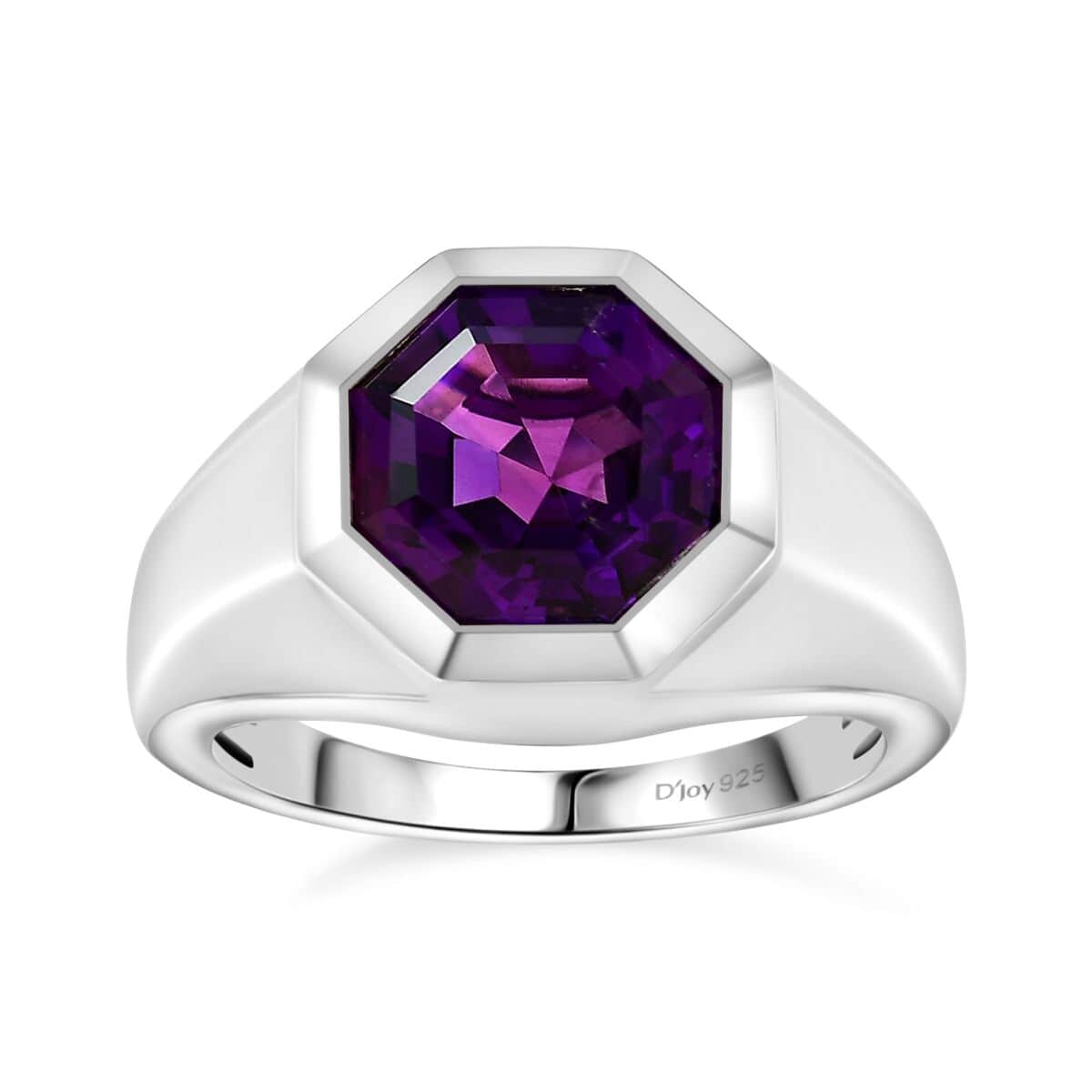 African Amethyst Solitaire Men's Ring in Platinum Over Sterling Silver (Size 11.0) 6.90 ctw image number 0