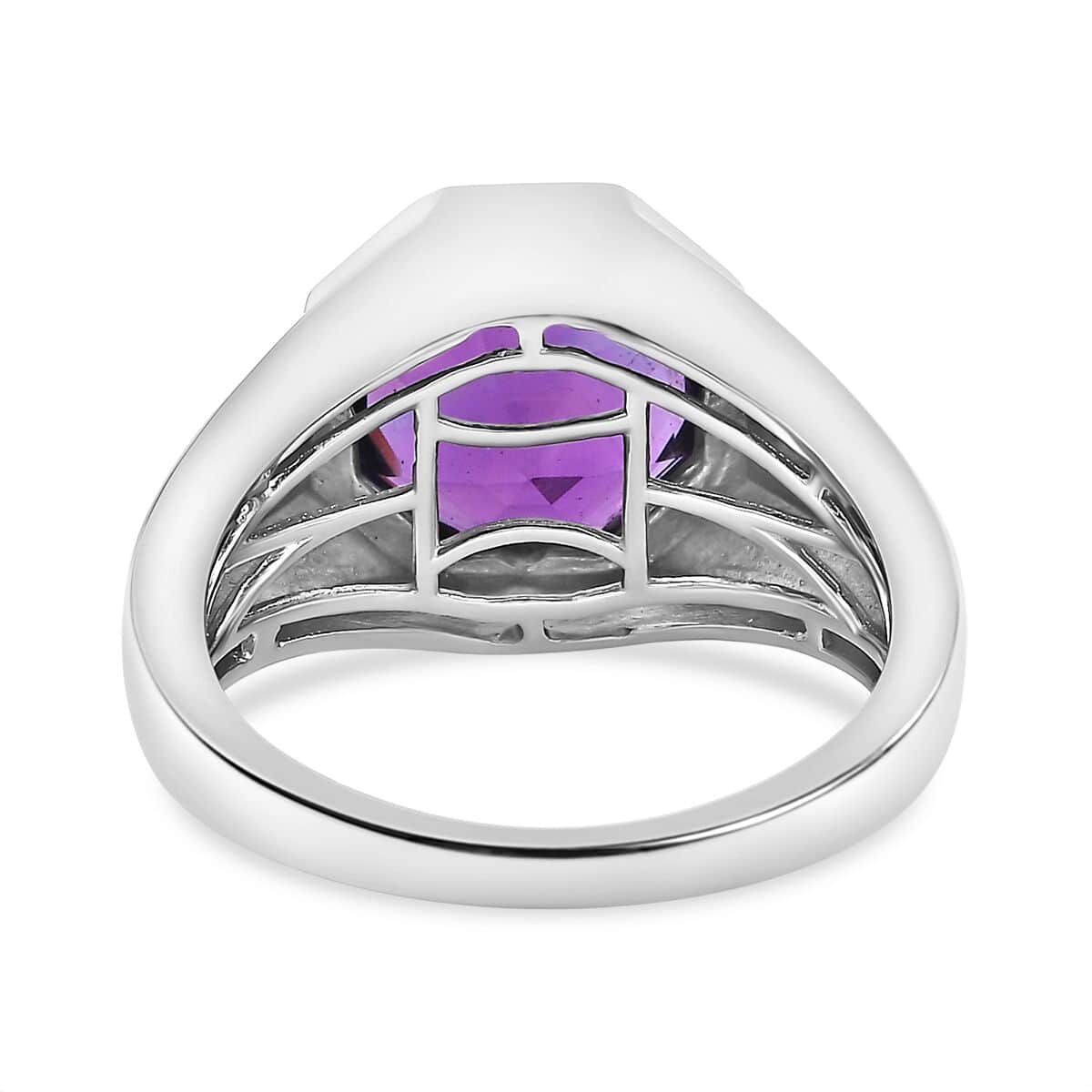 African Amethyst Solitaire Men's Ring in Platinum Over Sterling Silver (Size 11.0) 6.90 ctw image number 4