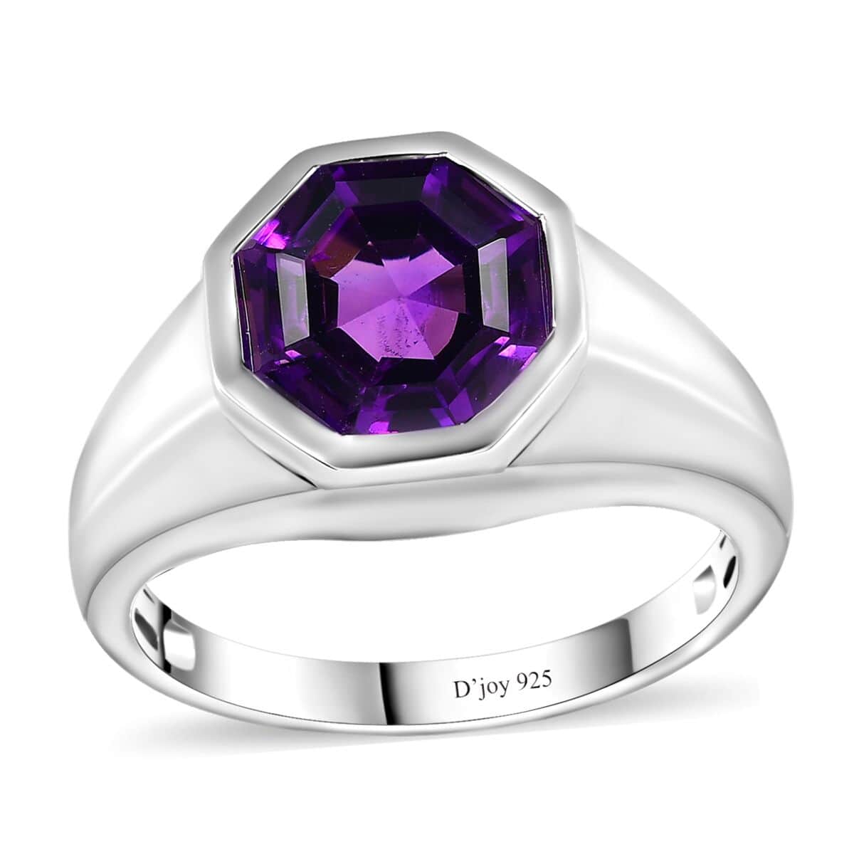African Amethyst Solitaire Men's Ring in Platinum Over Sterling Silver (Size 14.0) 6.90 ctw image number 0
