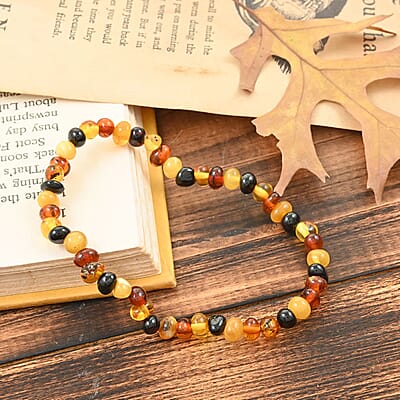 Autumn Baltic Amber Beaded Stretch Bracelet