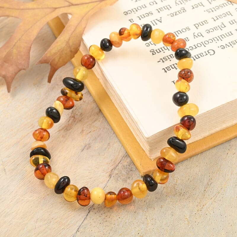 Baltic Amber Harmony Beaded Stretch Bracelet