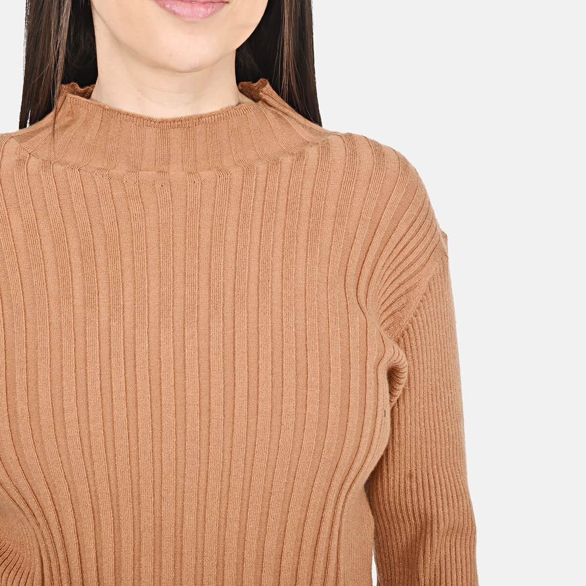 Tamsy Brown Knit Turtleneck Sweater - XS image number 4
