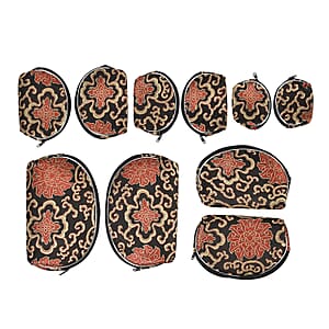 Livmore Set of 10 Black Color Multi-Purpose Jewelry Bags with Zipper, Each Size has Two Bag