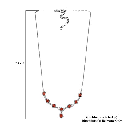 Crimson Fire Opal and White Zircon Halo Necklace 18-20 Inches in Platinum Over Sterling Silver 2.35 ctw