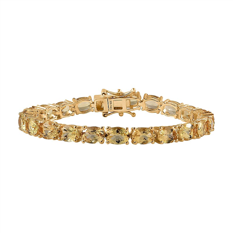 Brazilian Heliodor Tennis Bracelet in Vermeil Yellow Gold Over Sterling Silver (6.50 In) 16.25 ctw