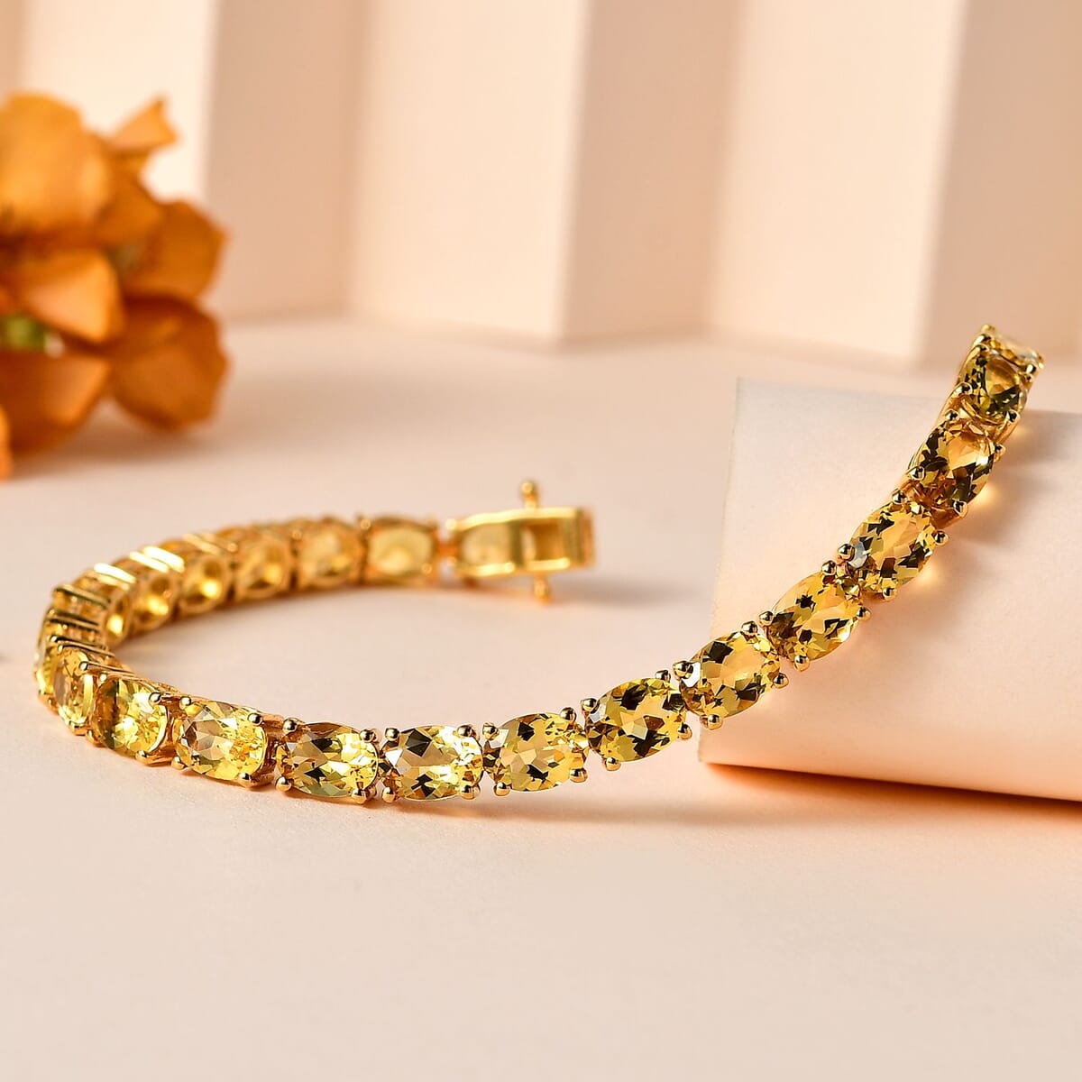 Brazilian Heliodor Tennis Bracelet in Vermeil Yellow Gold Over Sterling Silver (6.50 In) 16.25 ctw image number 1
