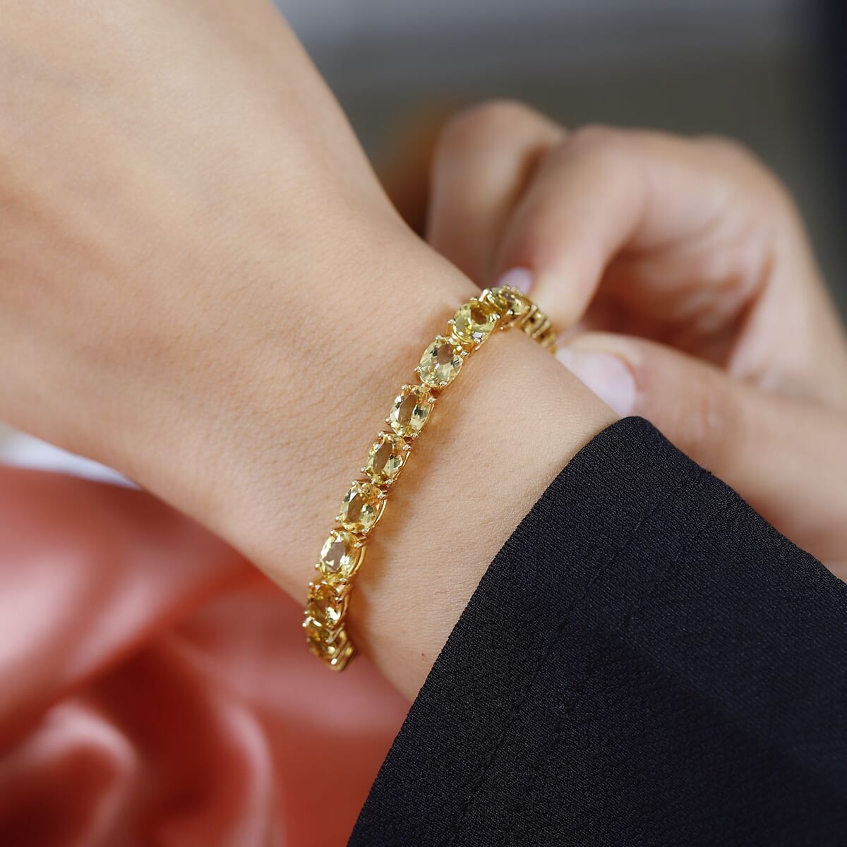 Premium Brazilian Heliodor Tennis Bracelet in Vermeil YG Over Sterling Silver (8.00 In) 20.20 ctw image number 2