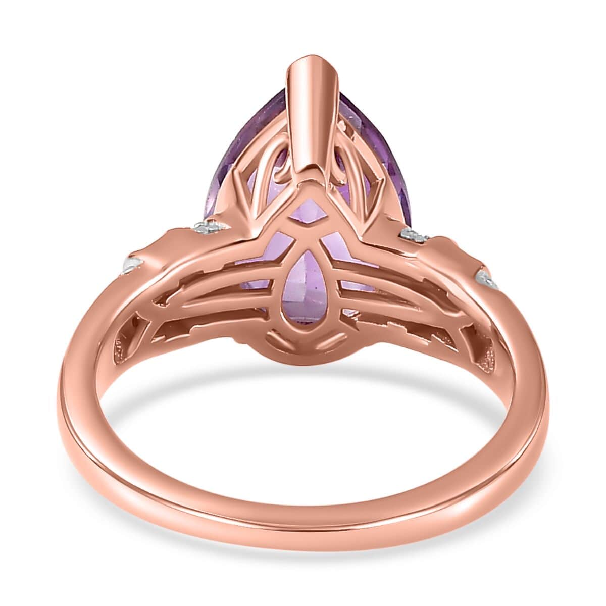 Premium Rose De France Amethyst and Diamond Ring in Vermeil Rose Gold Over Sterling Silver (Size 10.0) 3.85 ctw image number 4