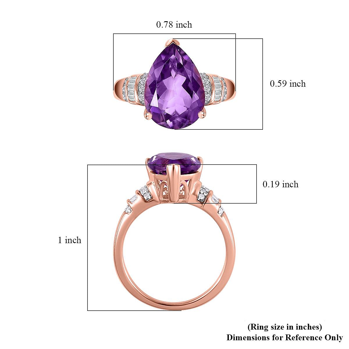 Premium Rose De France Amethyst and Diamond Ring in Vermeil Rose Gold Over Sterling Silver (Size 10.0) 3.85 ctw