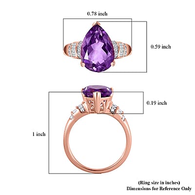 Premium Rose De France Amethyst and Diamond Ring in Vermeil Rose Gold Over Sterling Silver (Size 10.0) 3.85 ctw