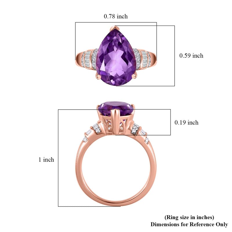 Premium Rose De France Amethyst and Diamond Ring in Vermeil Rose Gold Over Sterling Silver (Size 10.0) 3.85 ctw