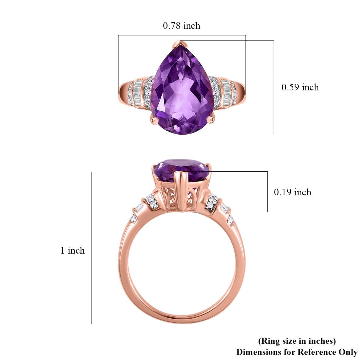 Premium Rose De France Amethyst and Diamond Ring in Vermeil Rose Gold Over Sterling Silver (Size 10.0) 3.85 ctw image number 5