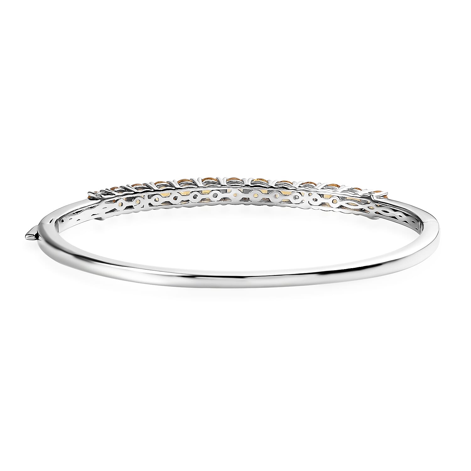 Brazilian Heliodor Bangle Bracelet in Platinum Over Sterling Silver (6.50 In) 6.10 ctw