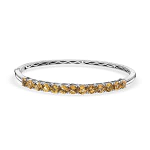 Brazilian Heliodor Bangle Bracelet in Platinum Over Sterling Silver (7.25 In) 6.10 ctw