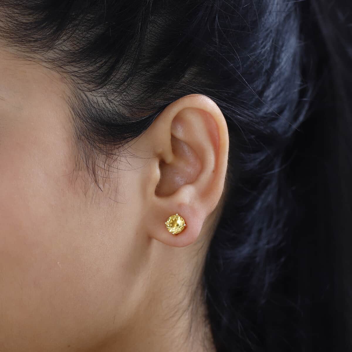 Brazilian Heliodor Stud Earrings in Vermeil Yellow Gold Over Sterling Silver 2.50 ctw image number 2