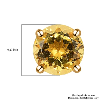 Brazilian Heliodor Stud Earrings in Vermeil Yellow Gold Over Sterling Silver 2.50 ctw