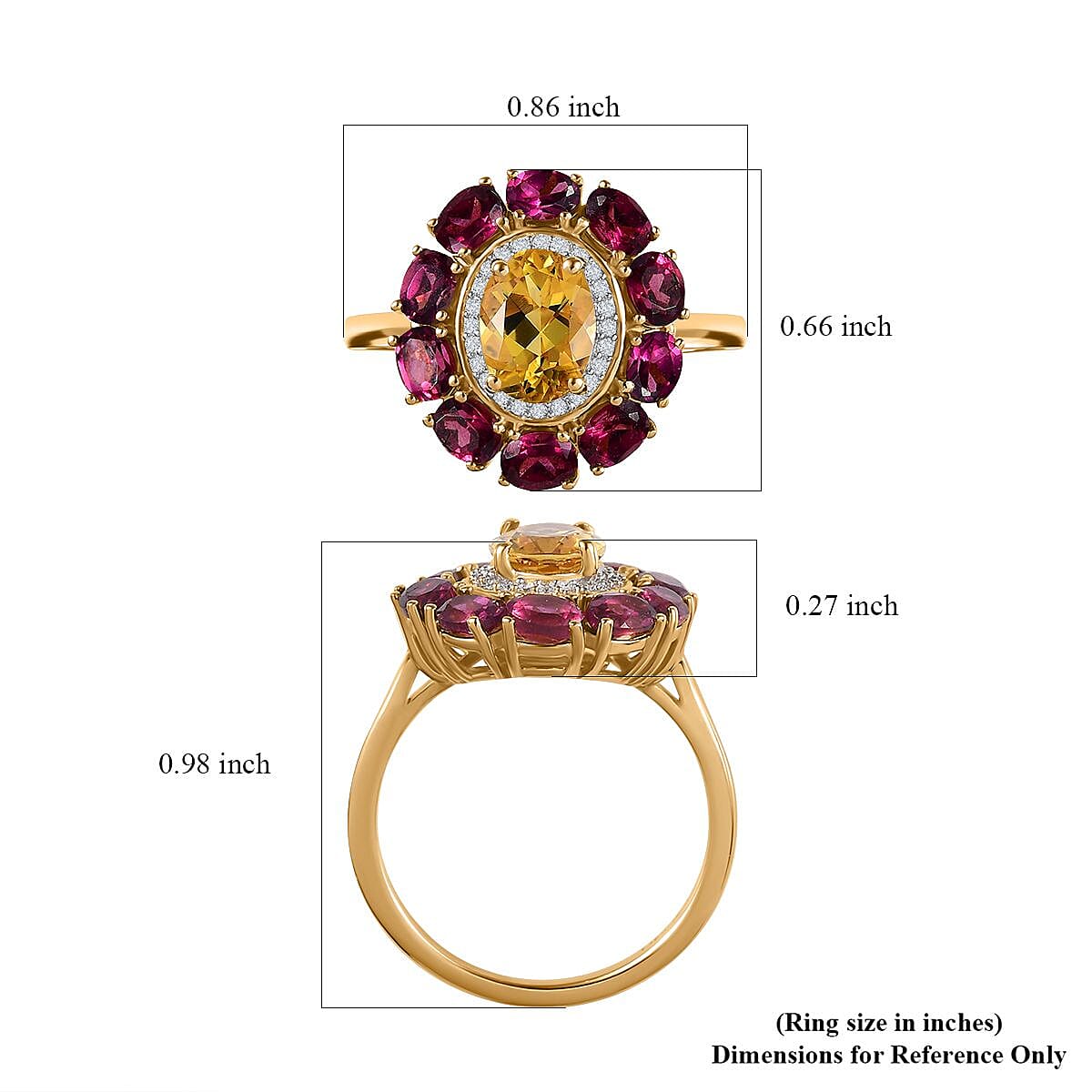 Brazilian Heliodor and Multi Gemstone Floral Ring in Vermeil Yellow Gold Over Sterling Silver (Size 10.0) 3.50 ctw