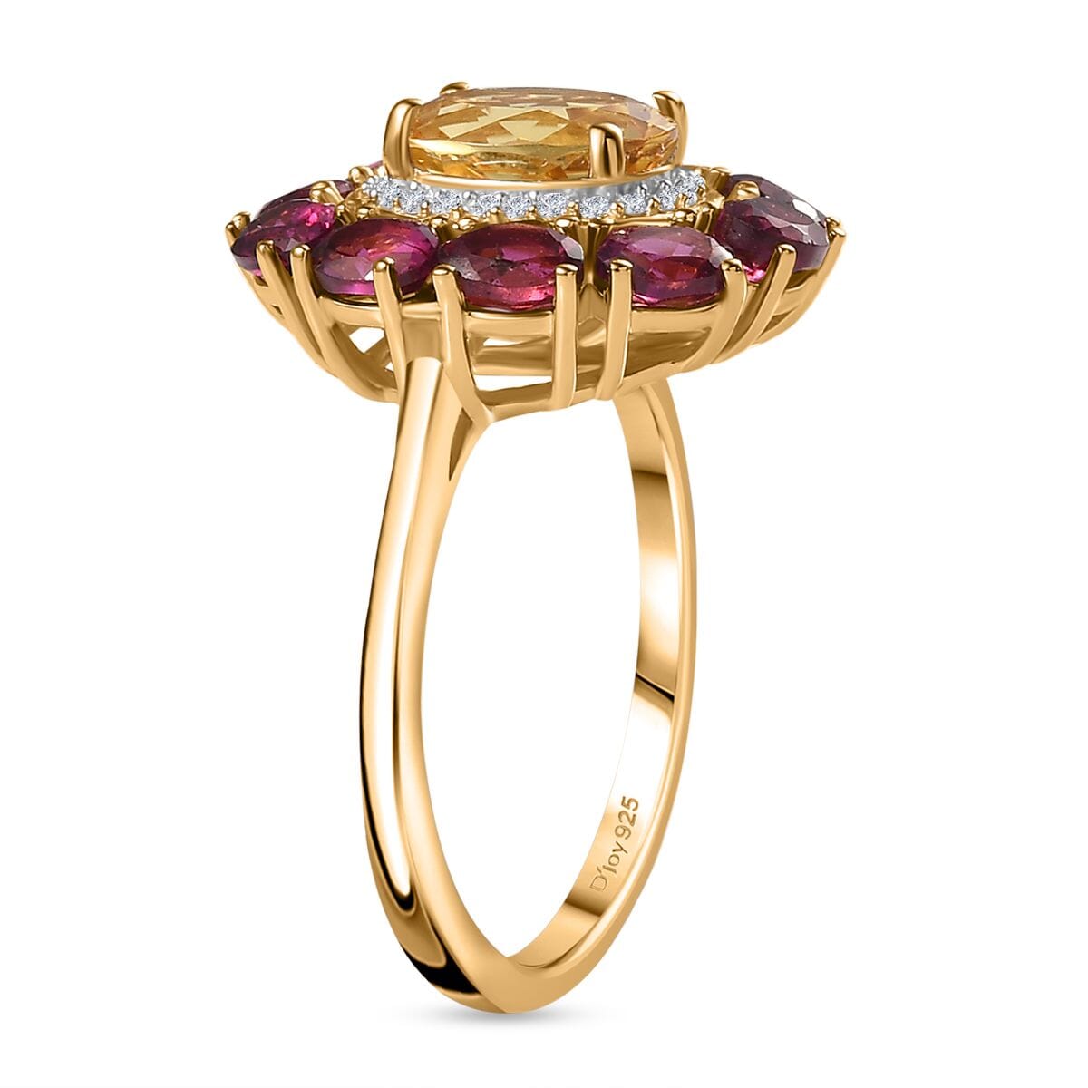 Brazilian Heliodor and Multi Gemstone Floral Ring in Vermeil Yellow Gold Over Sterling Silver (Size 7.0) 3.50 ctw image number 3