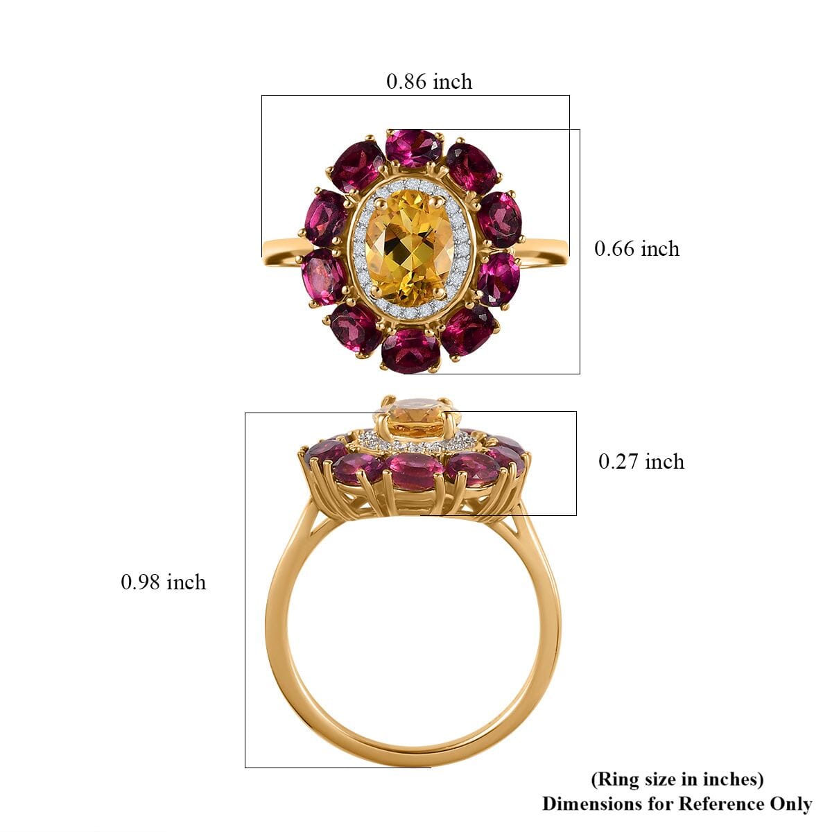 Brazilian Heliodor and Multi Gemstone Floral Ring in Vermeil Yellow Gold Over Sterling Silver (Size 7.0) 3.50 ctw image number 5