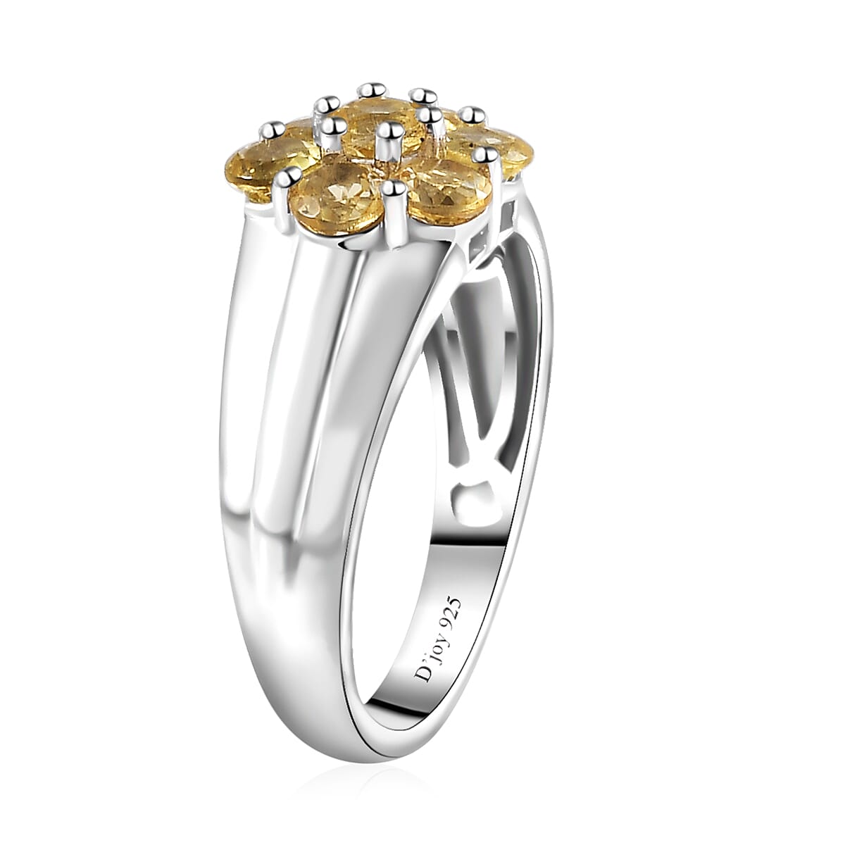 Brazilian Heliodor Floral Ring in Platinum Over Sterling Silver (Size 7.0) 1.10 ctw image number 3