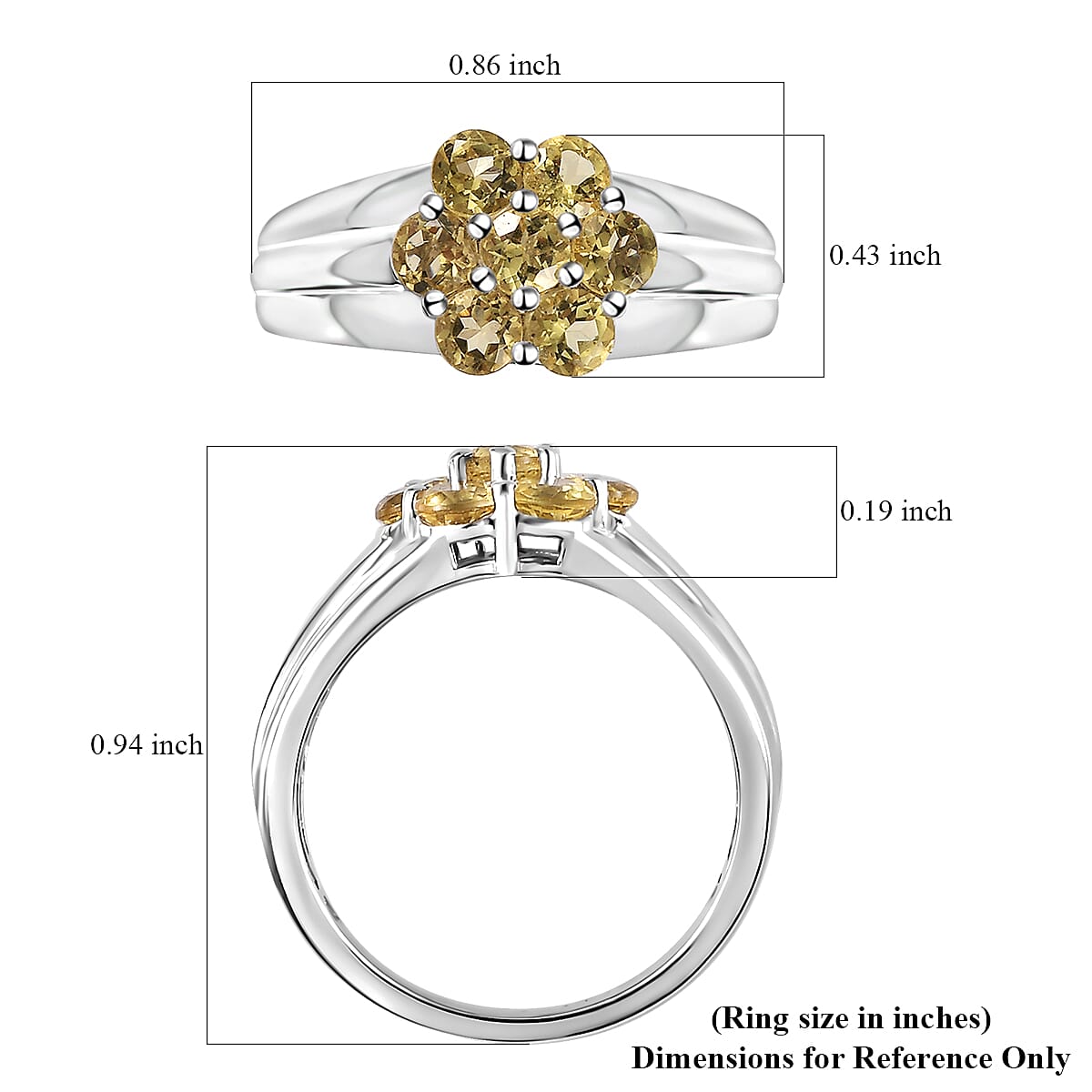 Brazilian Heliodor Floral Ring in Platinum Over Sterling Silver (Size 7.0) 1.10 ctw image number 5