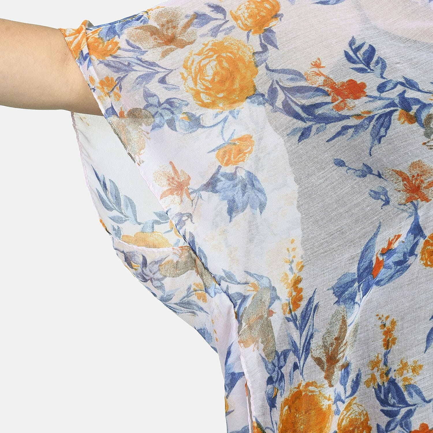 White Floral 100% Viscose Kimono – One Size Fits Most