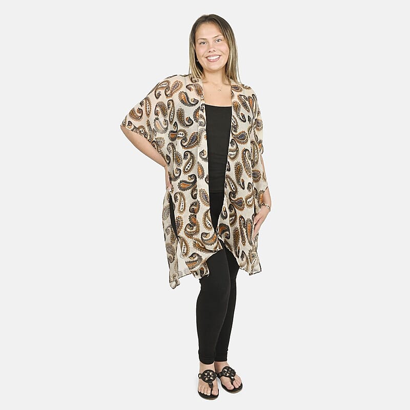 Turquoise Leopard 100% Viscose Kimono – One Size Fits Most
