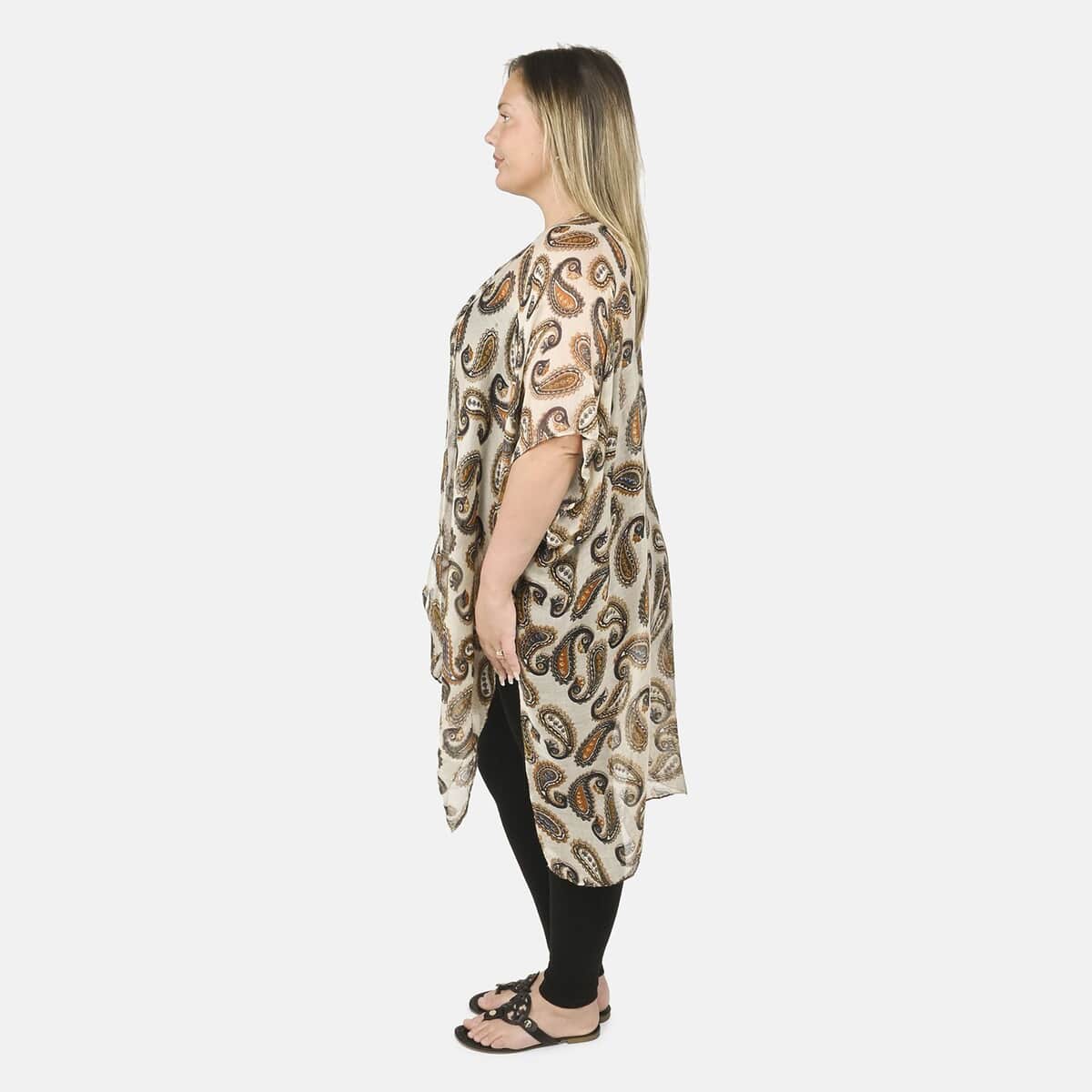 Turquoise Leopard 100% Viscose Kimono – One Size Fits Most image number 2