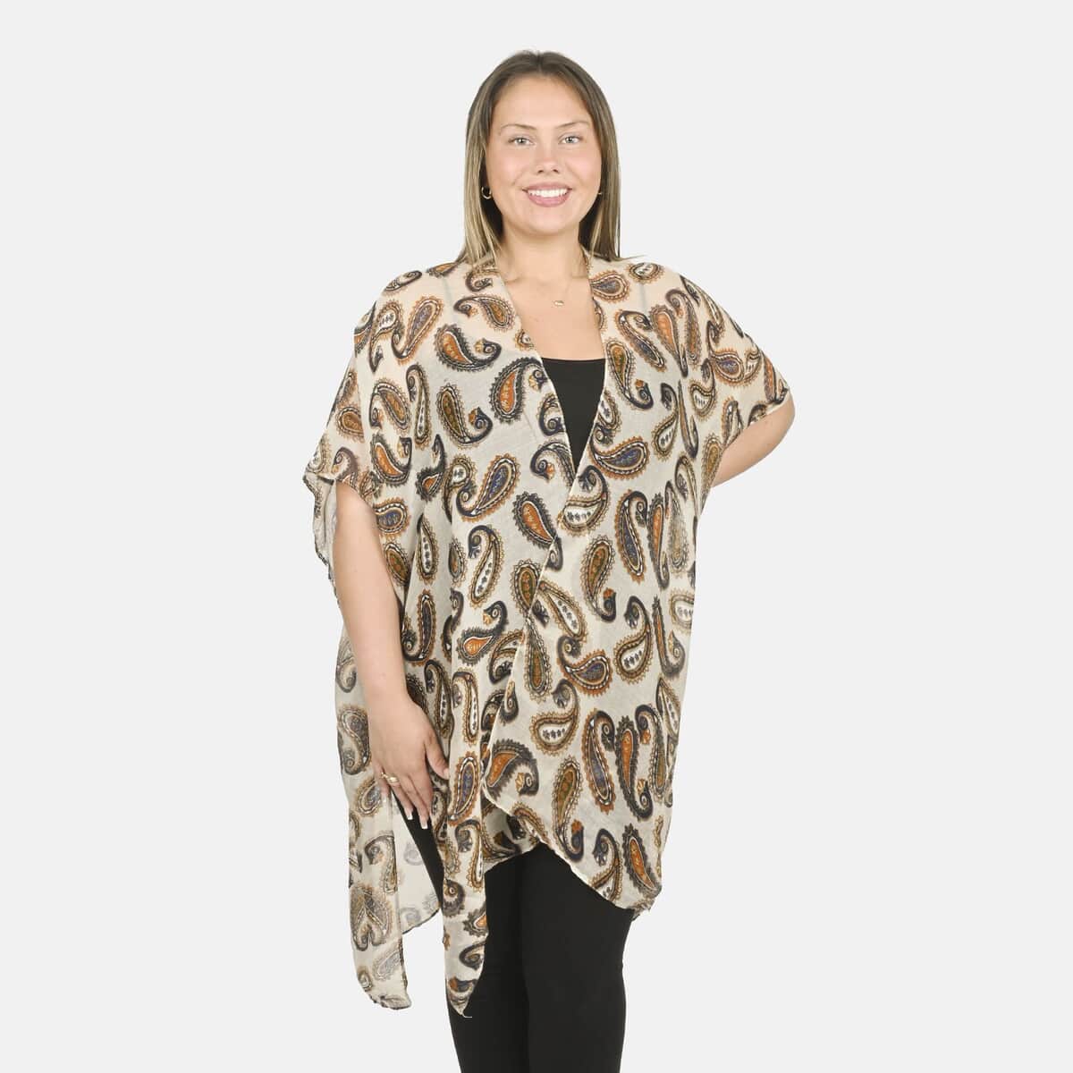 Turquoise Leopard 100% Viscose Kimono – One Size Fits Most image number 3