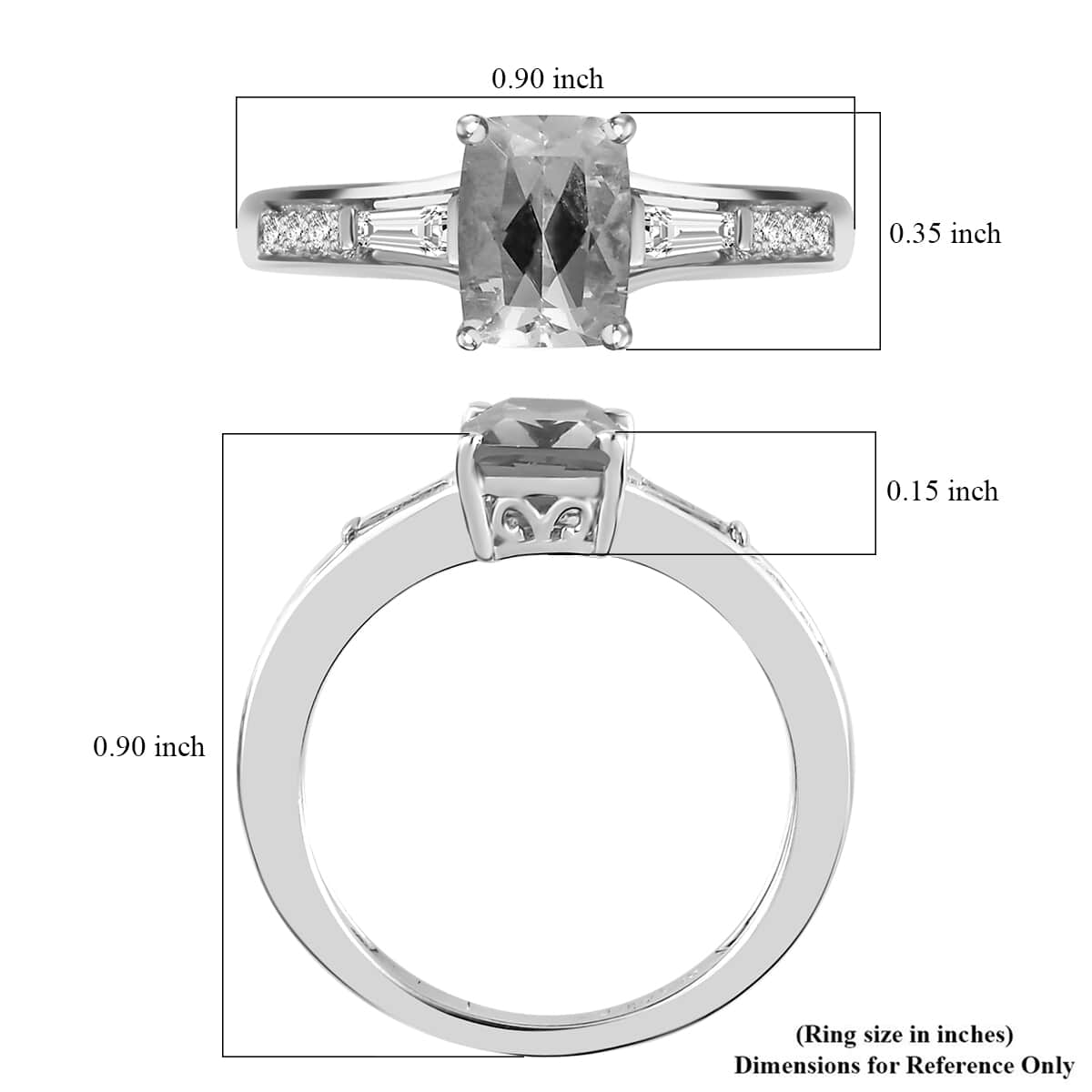 Brazilian Heliodor and White Zircon Ring in Platinum Over Sterling Silver (Size 10.0) 1.70 ctw image number 5