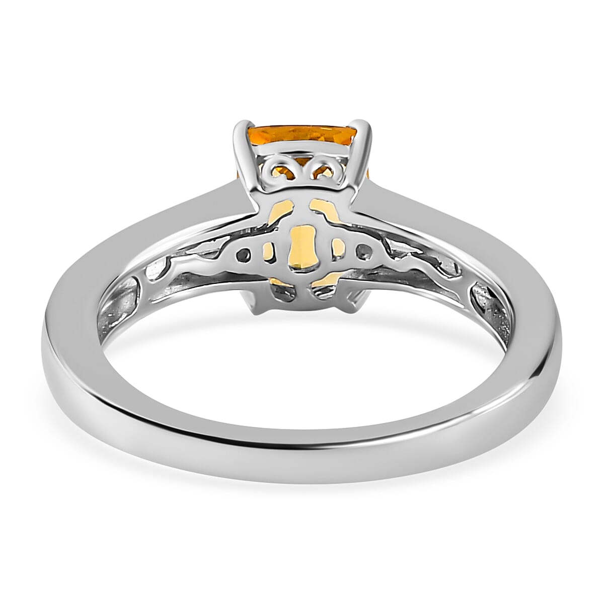 Brazilian Heliodor and White Zircon Ring in Platinum Over Sterling Silver (Size 7.0) 1.70 ctw image number 4