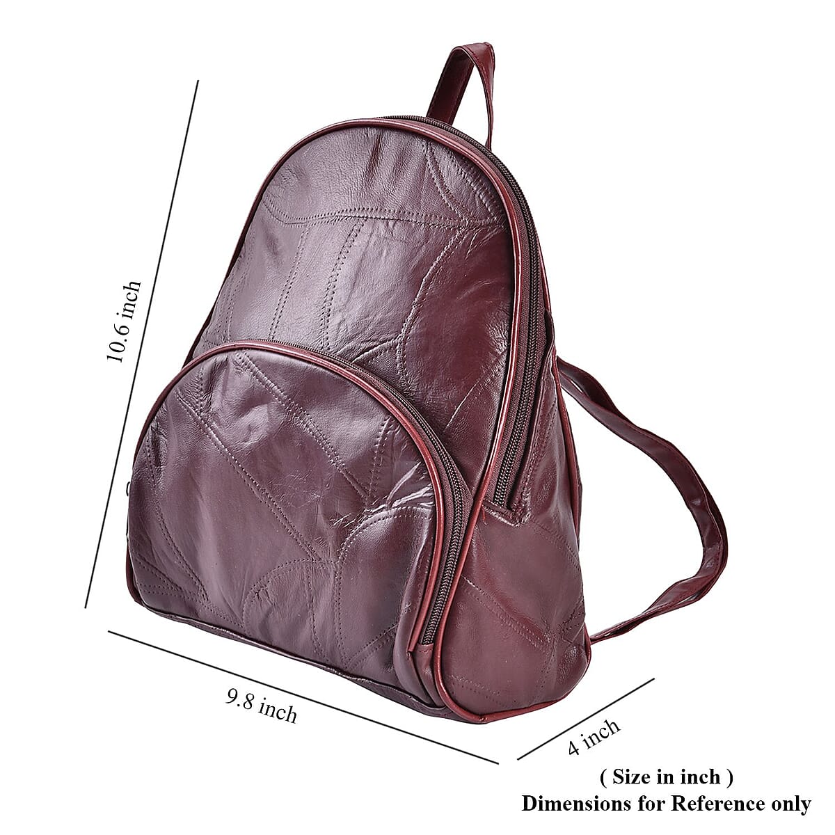 Burgundy Patchwork Sheep Leather Bucket Bag with Shoulder Girdle image number 4