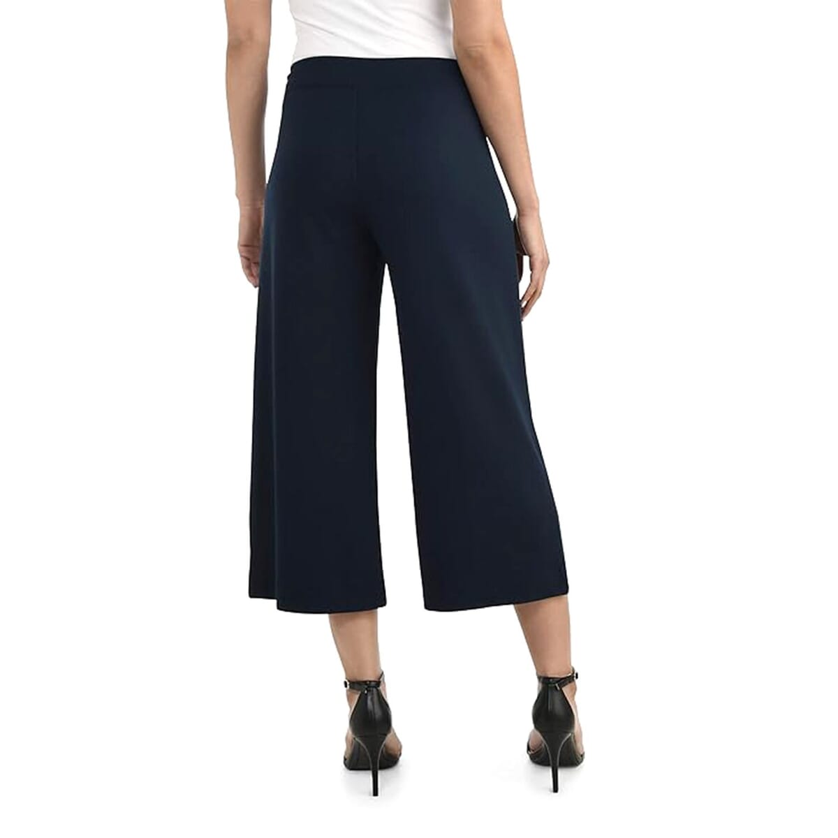 Navy Wide Leg Cropped Pants - L image number 1