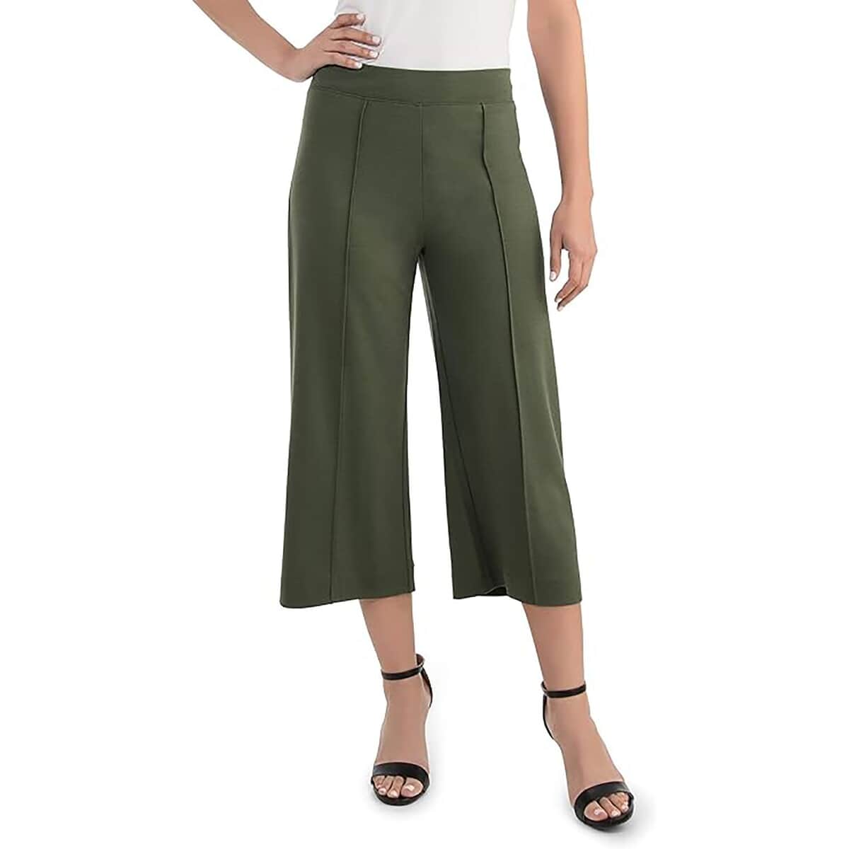 Buy Green Wide Leg Cropped Pants - XL at ShopLC.