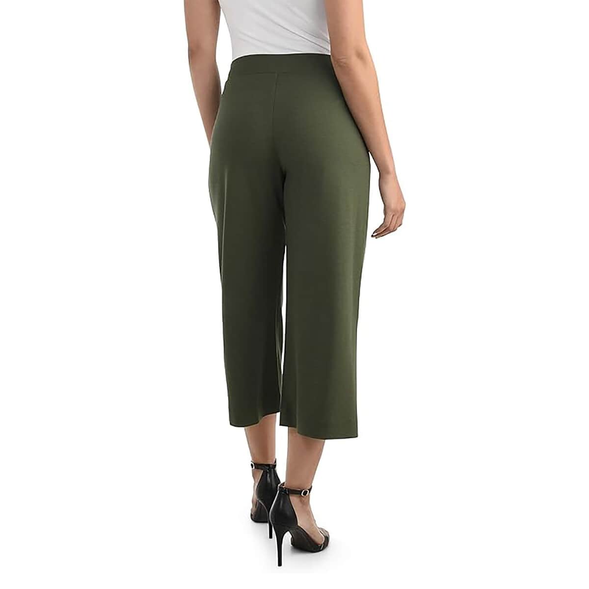 Green Wide Leg Cropped Pants - XL image number 1