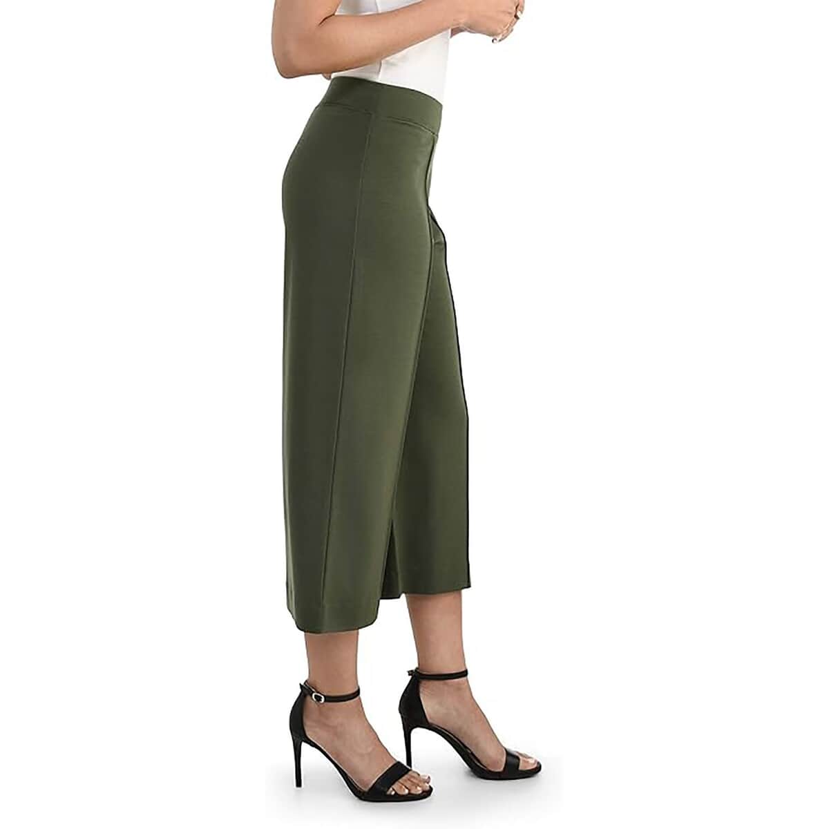 Green Wide Leg Cropped Pants - XL image number 2