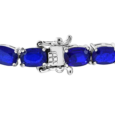 Tanzanian Blue Spinel (DF) Tennis Bracelet in Platinum Over Sterling Silver (6.50 In) 23.10 ctw