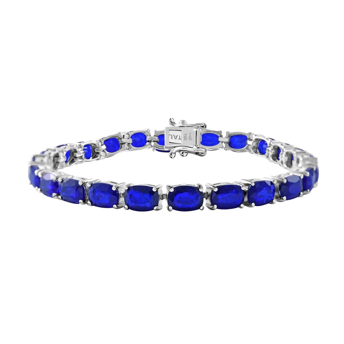 Tanzanian Blue Spinel (DF) Tennis Bracelet in Platinum Over Sterling Silver (7.25 In) 25.20 ctw image number 0