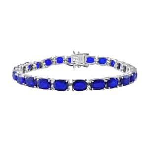Tanzanian Blue Spinel (DF) Tennis Bracelet in Platinum Over Sterling Silver (7.25 In) 25.20 ctw