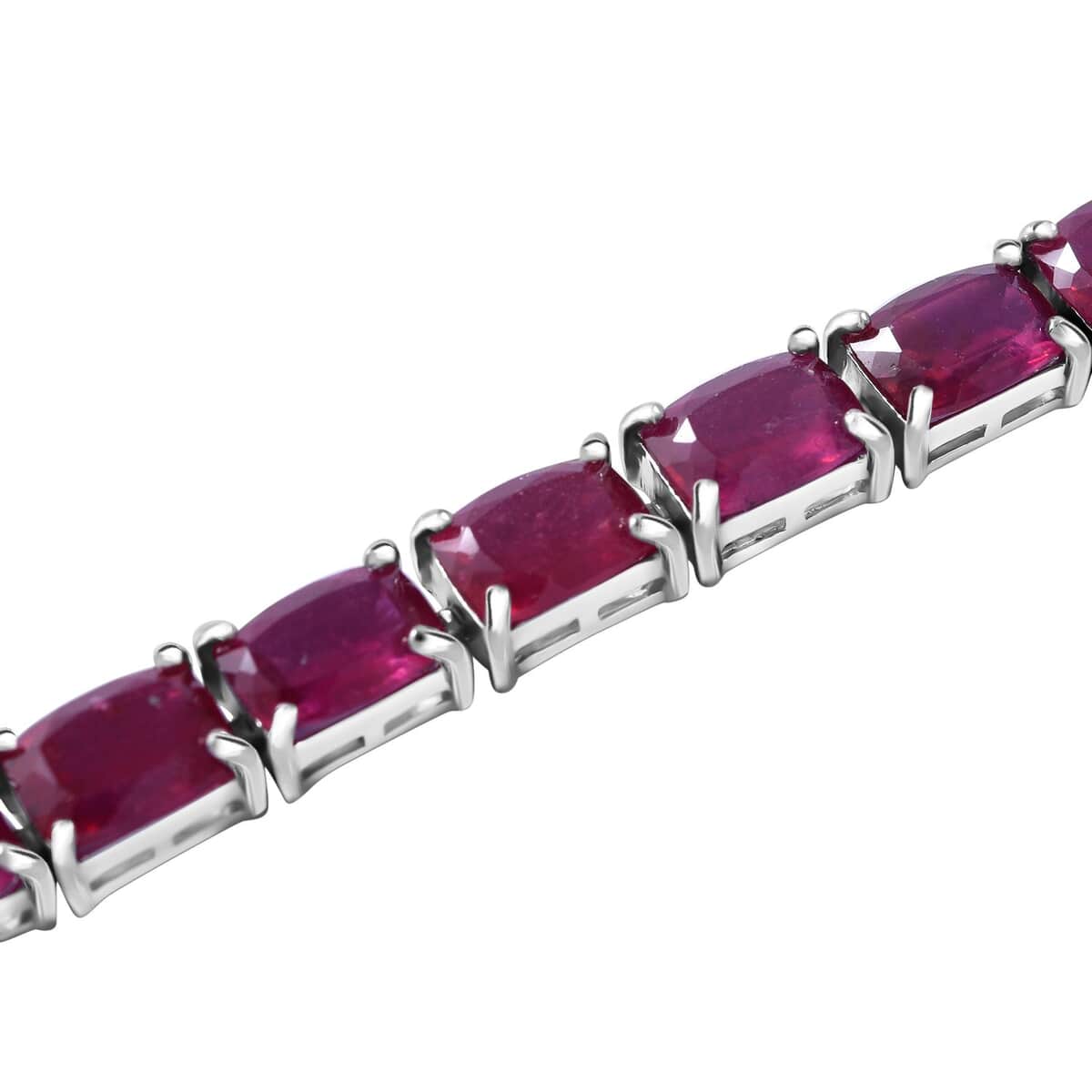 Niassa Ruby (FF) Tennis Bracelet in Platinum Over Sterling Silver (6.50 In) 30.80 ctw image number 1