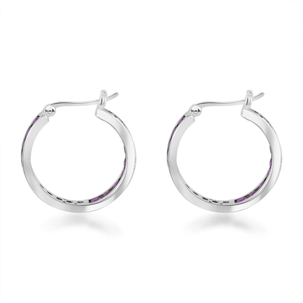 Montepuez Ruby Hoop Earrings in Platinum Over Sterling Silver 3.75 ctw image number 2