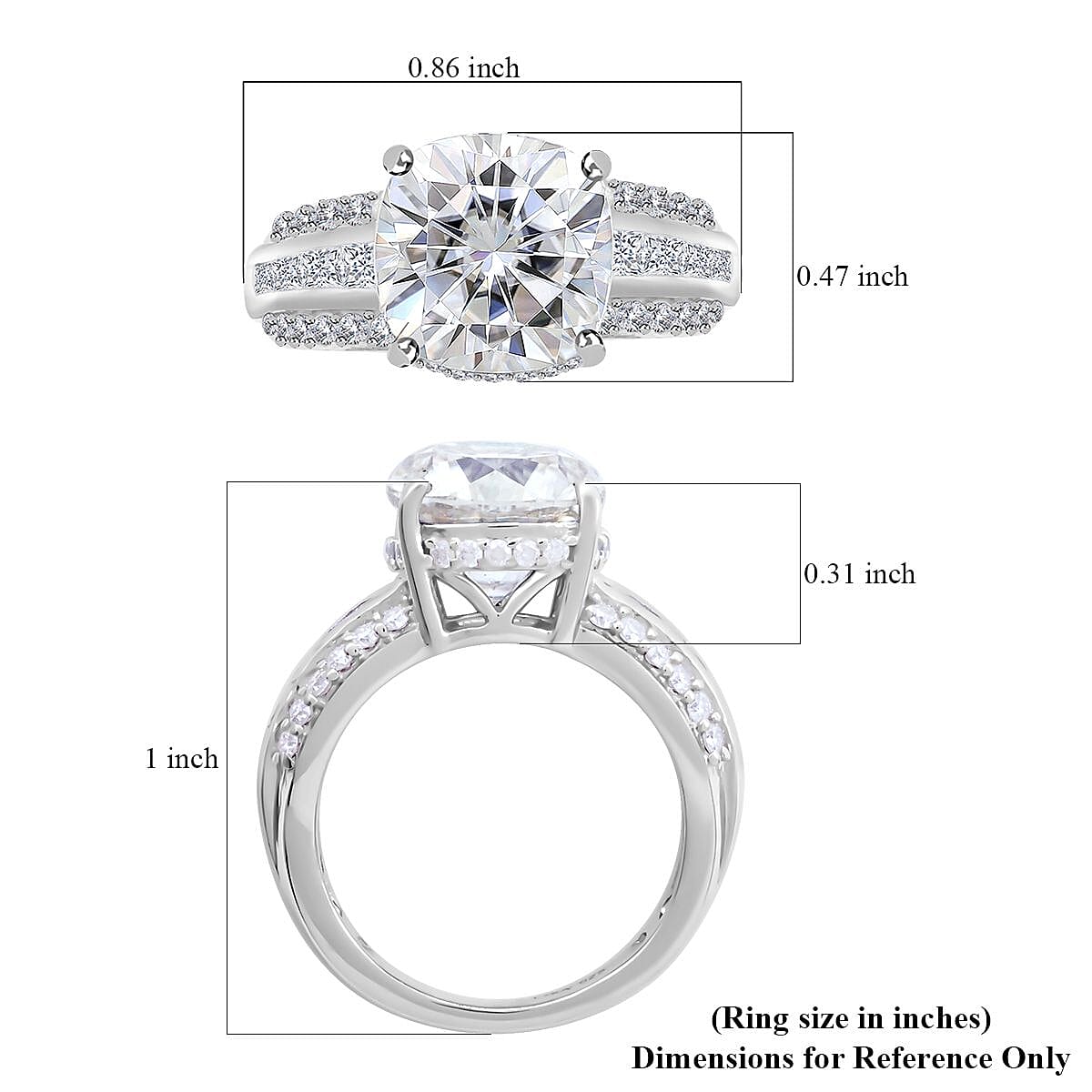 Moissanite Ring in Platinum Over Sterling Silver (Size 6.0) 6.00 ctw image number 5