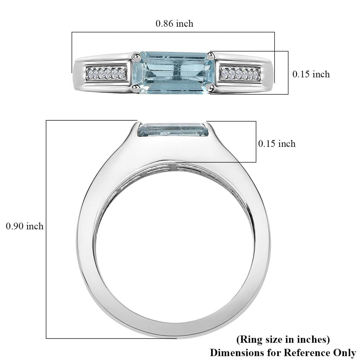 Aqua Kyanite and Moissanite Ring in Platinum Over Sterling Silver (Size 6.0) 1.10 ctw image number 5